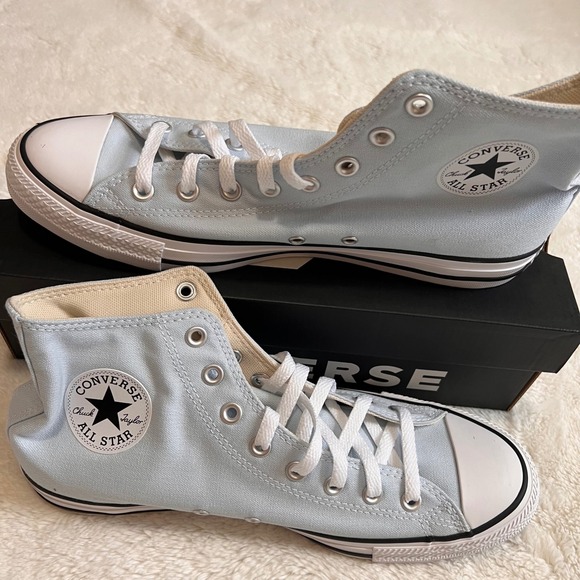 Converse CTAS HI High Top Sneakers Baby Blue Canvas Lace Up M 10 W12 NWB